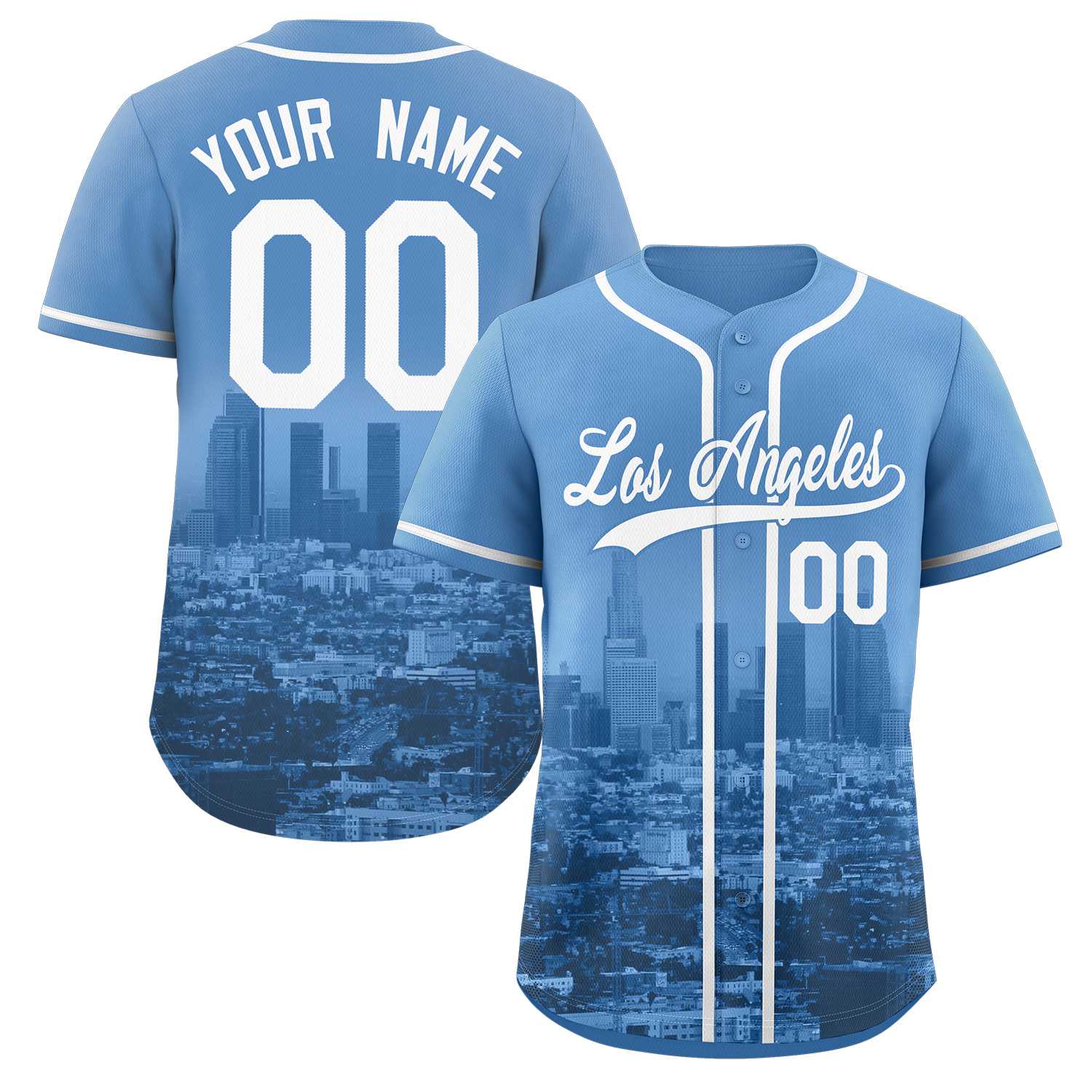 Maillot de baseball personnalisé bleu poudre blanc-bleu poudre Los Angeles City Connect