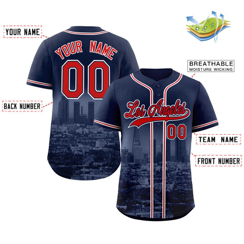 Custom White Red-Navy Los Angeles City Connect Baseball Jersey