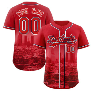 Custom Red Red-Navy Los Angeles City Connect Baseball Jersey