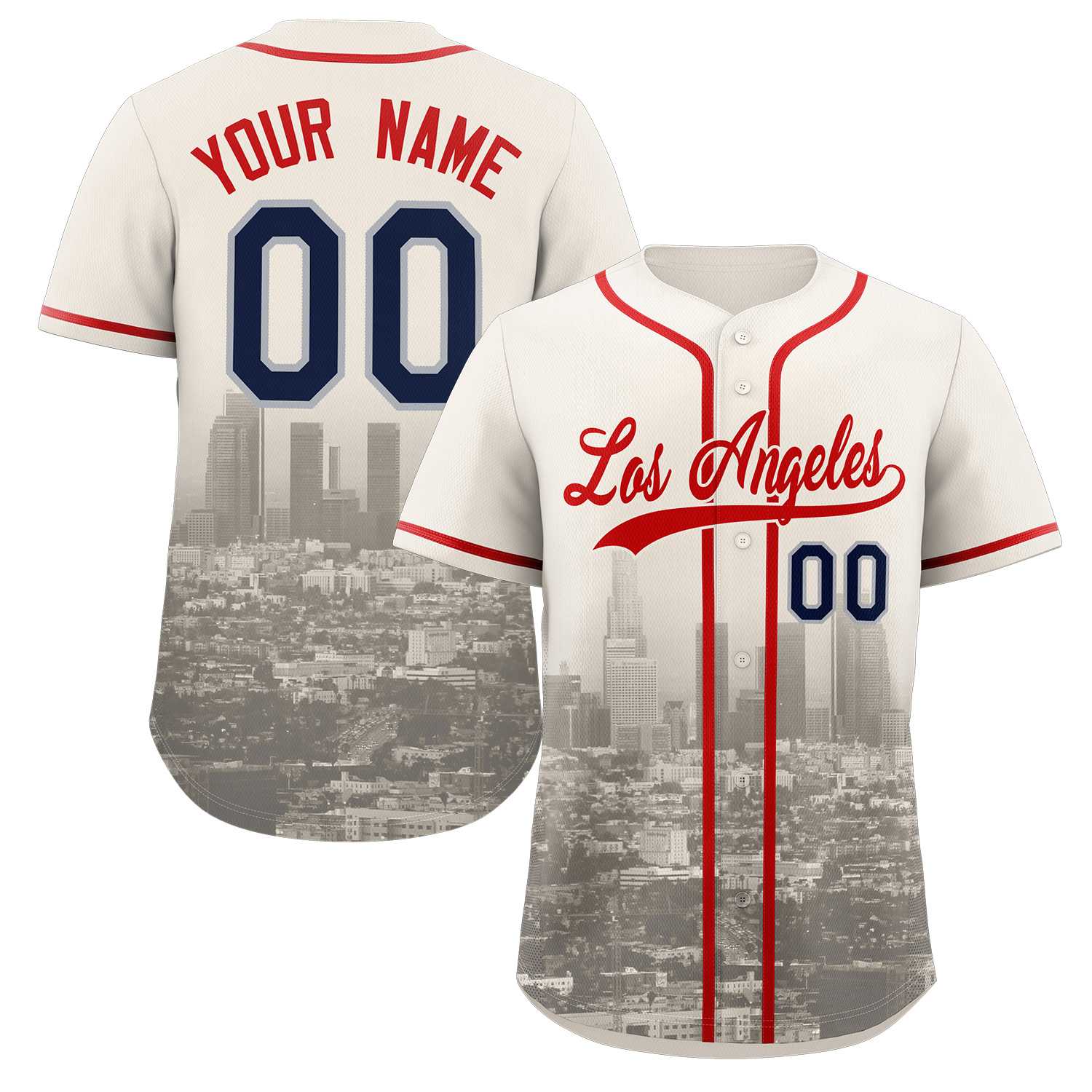 Maillot de baseball personnalisé crème rouge-kaki Los Angeles City Connect