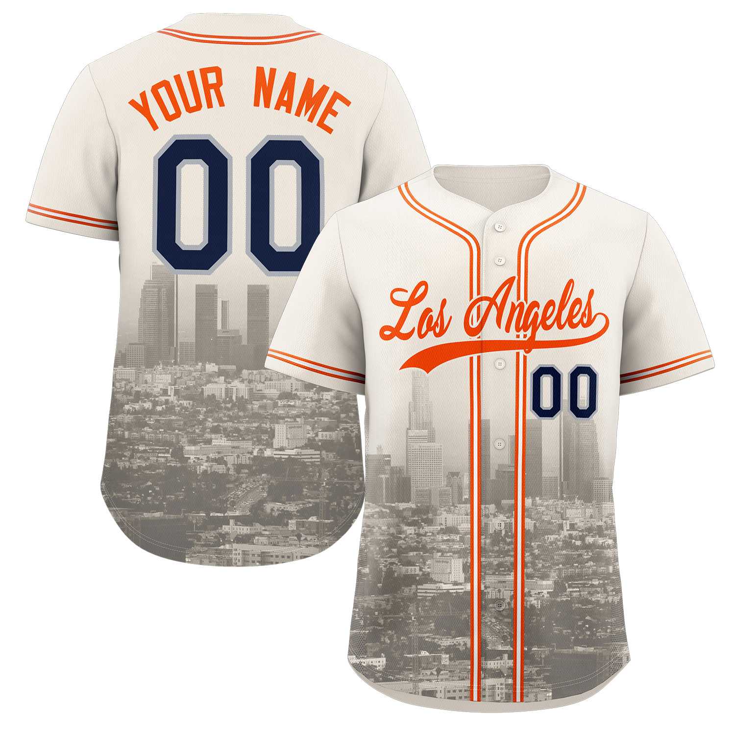 Maillot de baseball personnalisé crème orange-kaki Los Angeles City Connect