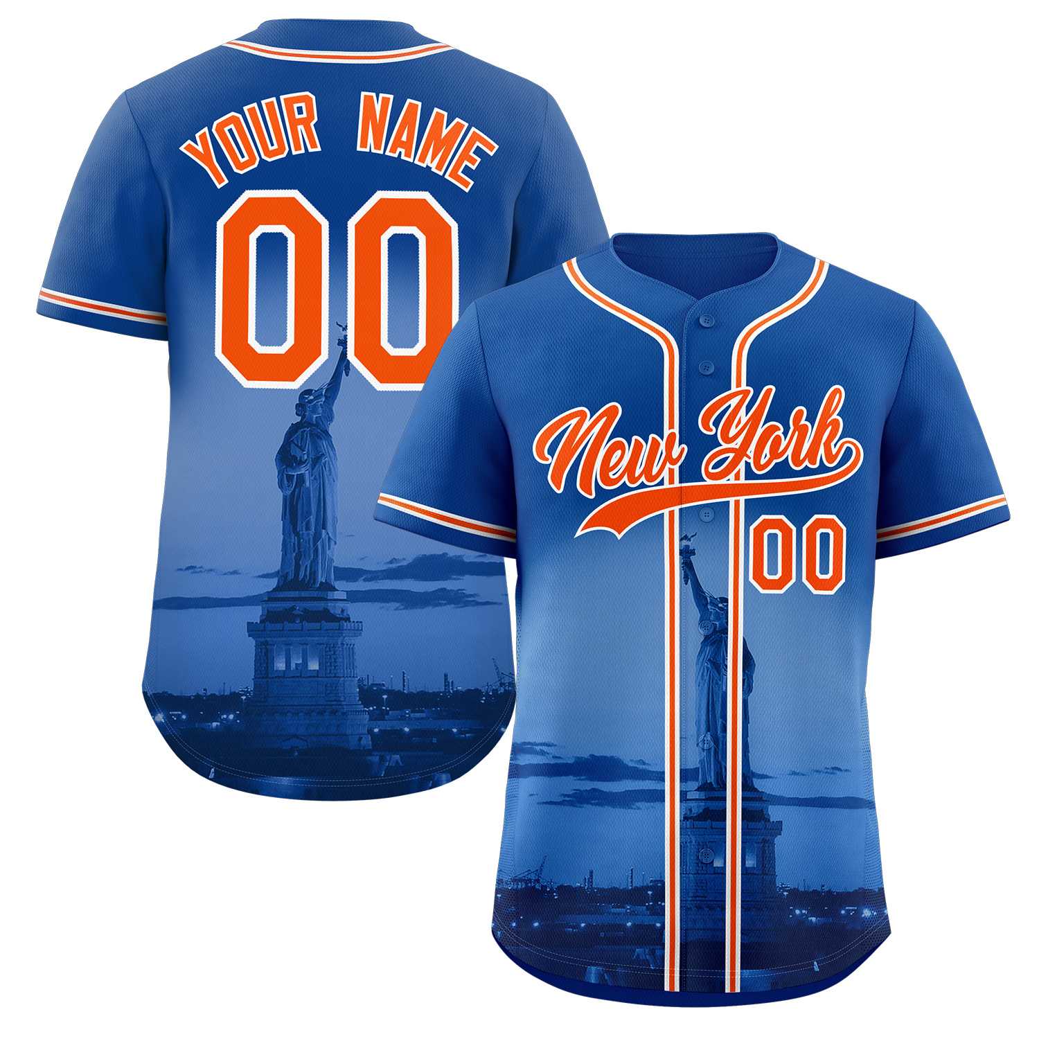 Maillot de baseball personnalisé Royal Orange-Blanc New York City Connect