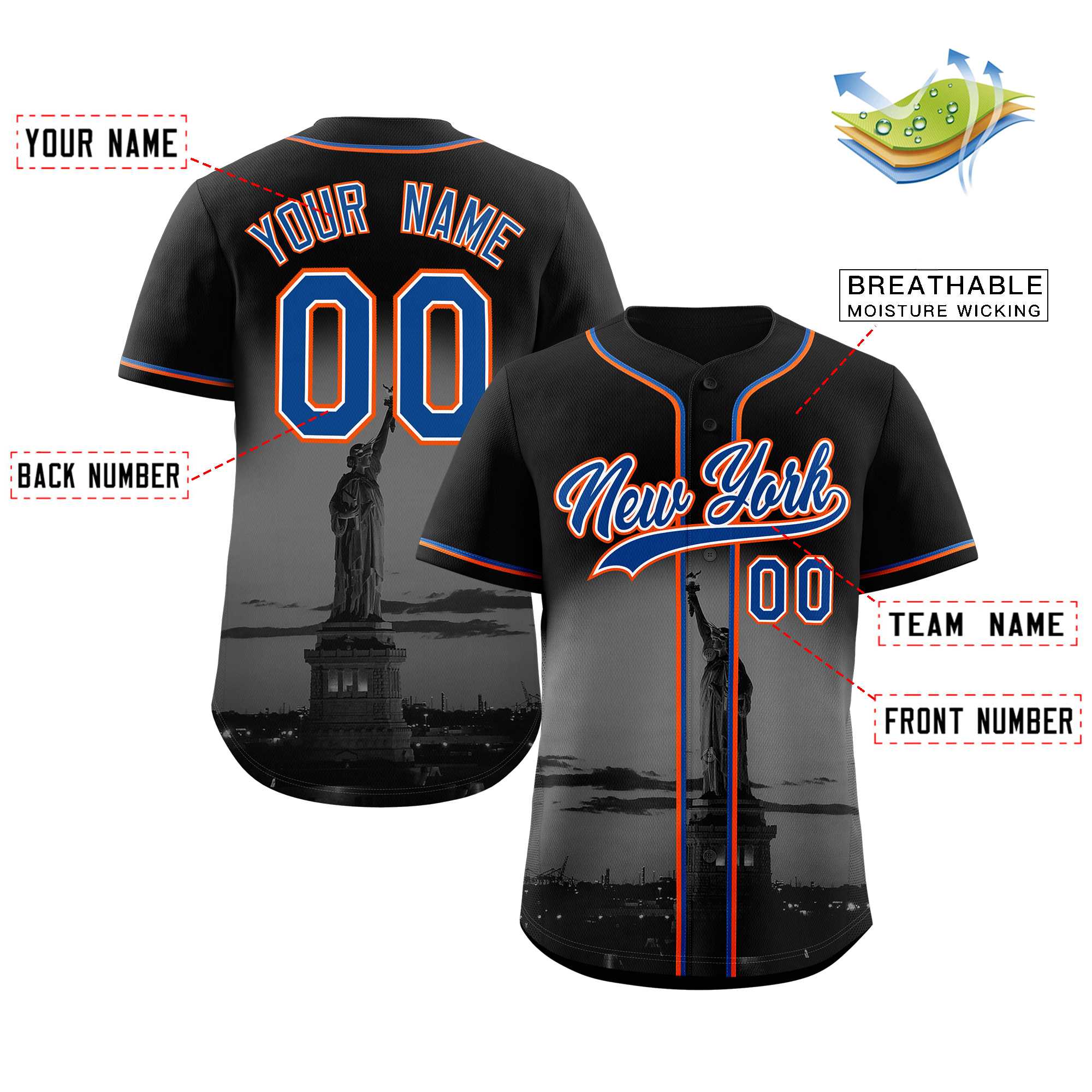 Custom Royal White-Red New York City Connect Baseball Jersey