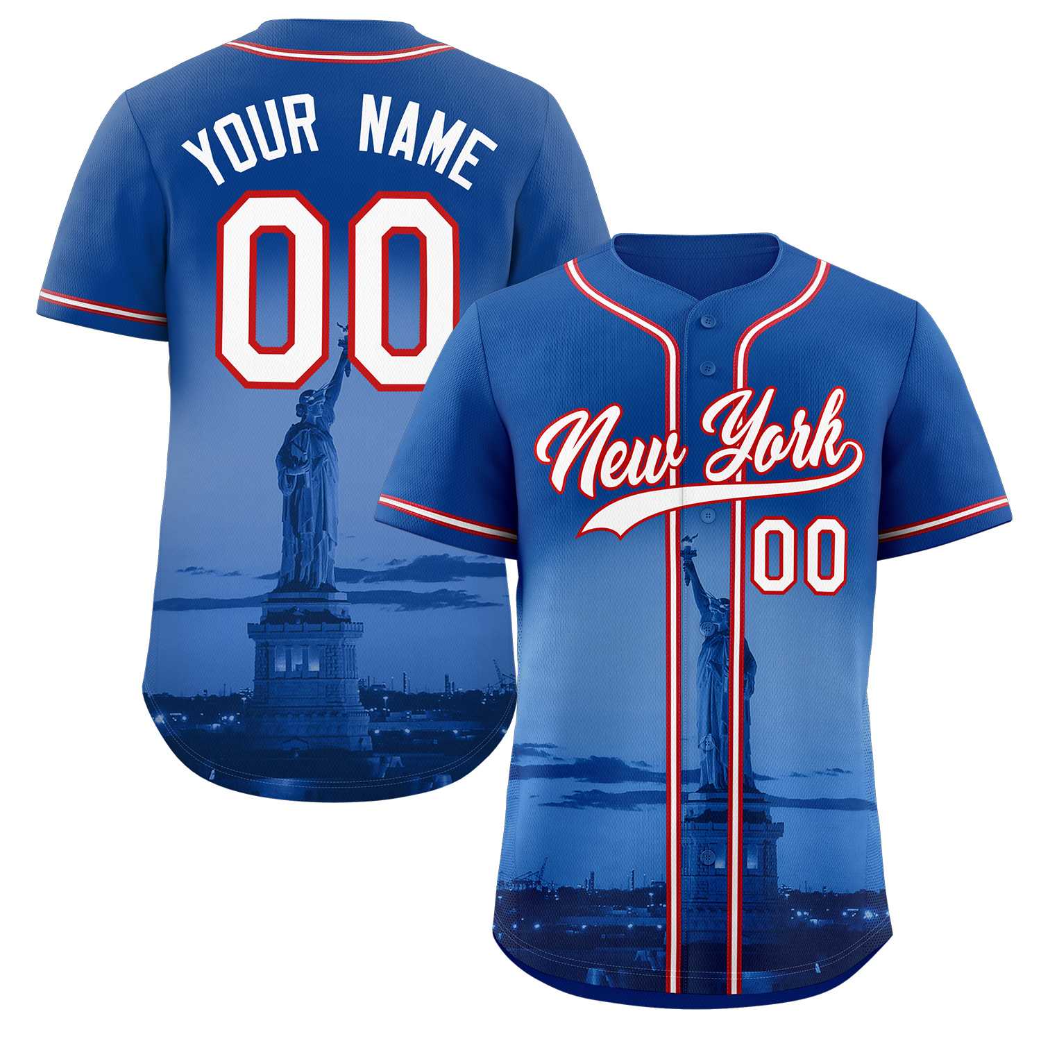 Maillot de baseball personnalisé Royal blanc-rouge New York City Connect