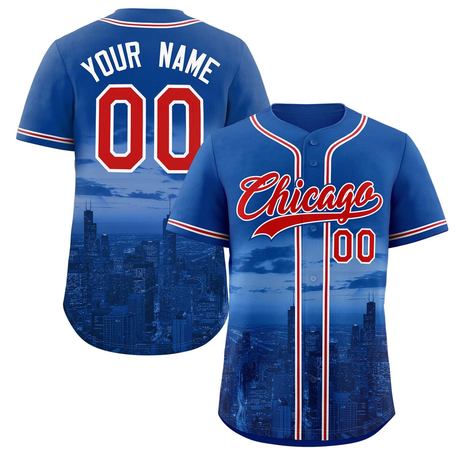 Maillot de baseball personnalisé Royal Red-White Chicago City Connect