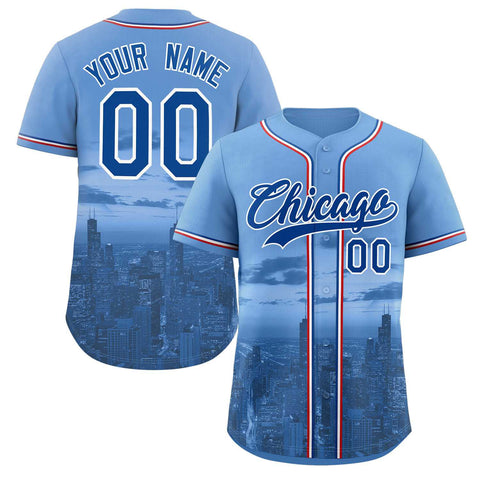 Custom Light Blue Royal-White Chicago City Connect Baseball Jersey