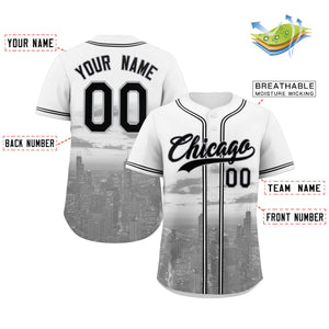 Custom White Black-Gray Chicago City Connect Baseball Jersey