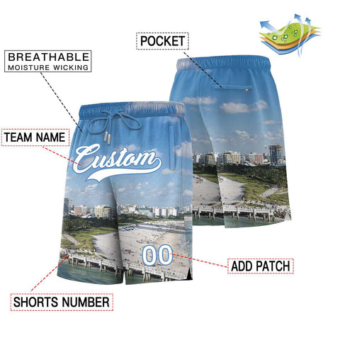 Custom Personalized Miami City Landscape Basketball Shorts