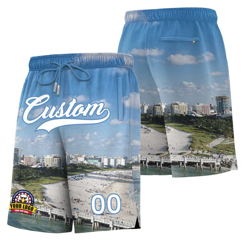 Custom Personalized Miami City Landscape Basketball Shorts