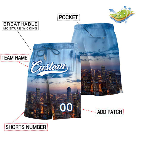 Custom Personalized Chicago City Landscape Basketball Shorts