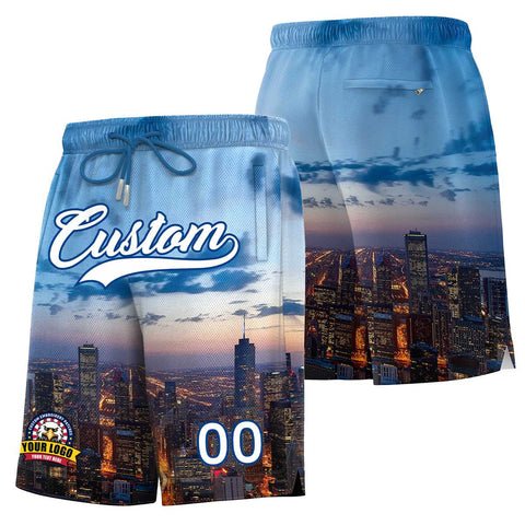 Custom Personalized Chicago City Landscape Basketball Shorts