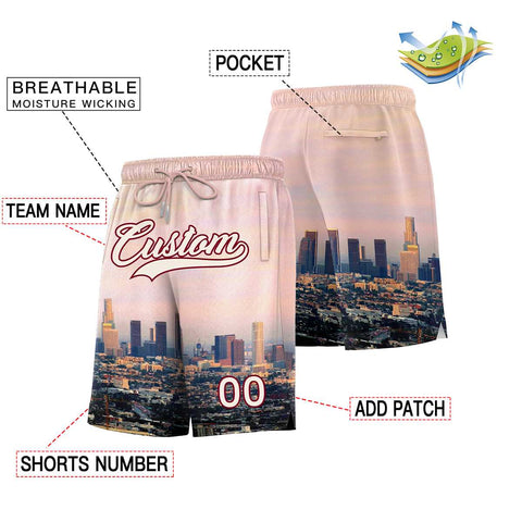 Custom Personalized Los Angeles City Landscape Basketball Shorts
