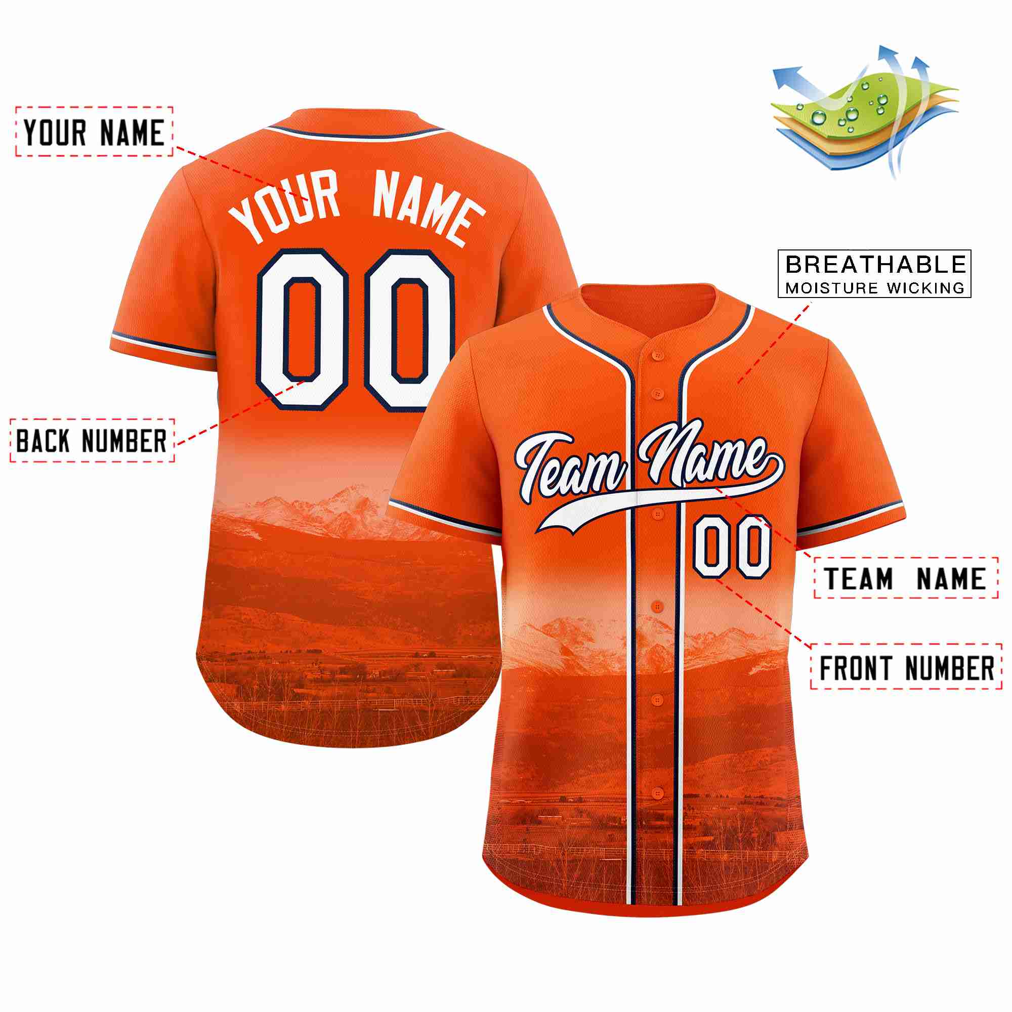 Custom Orange White-Navy Denver City Connect Baseball Jersey