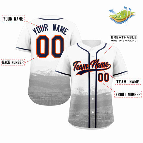 Custom White Navy-Orange Denver City Connect Baseball Jersey