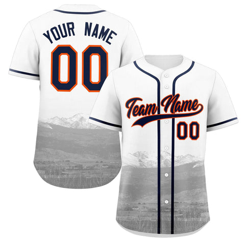 Custom White Navy-Orange Denver City Connect Baseball Jersey