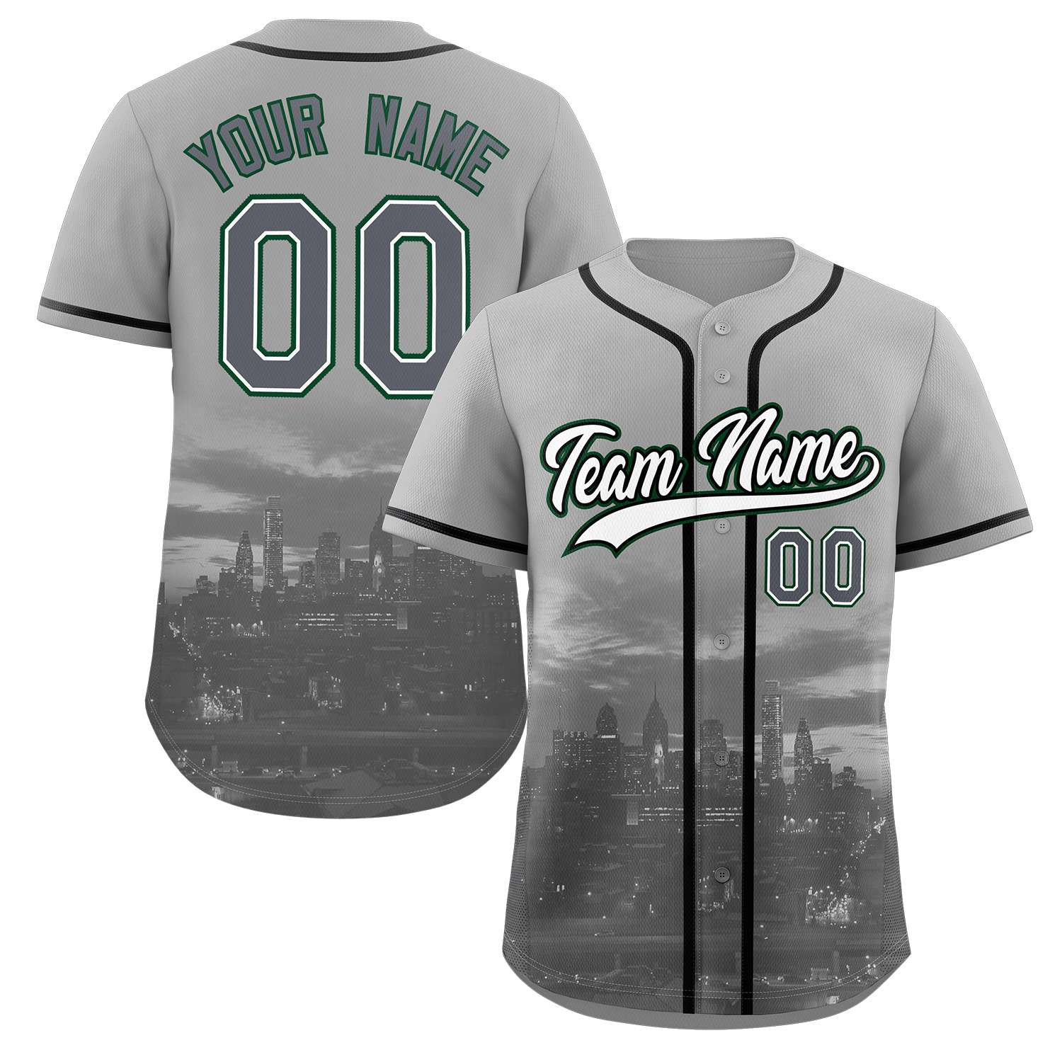 Maillot de baseball personnalisé gris blanc-noir Philadelphia City Connect