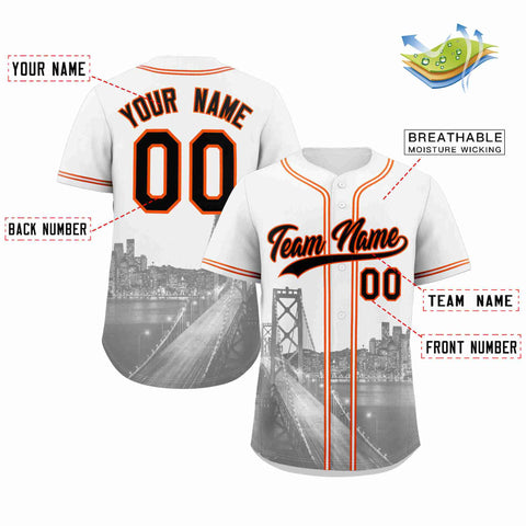 Custom White Black-Orange San Francisco City Connect Baseball Jersey