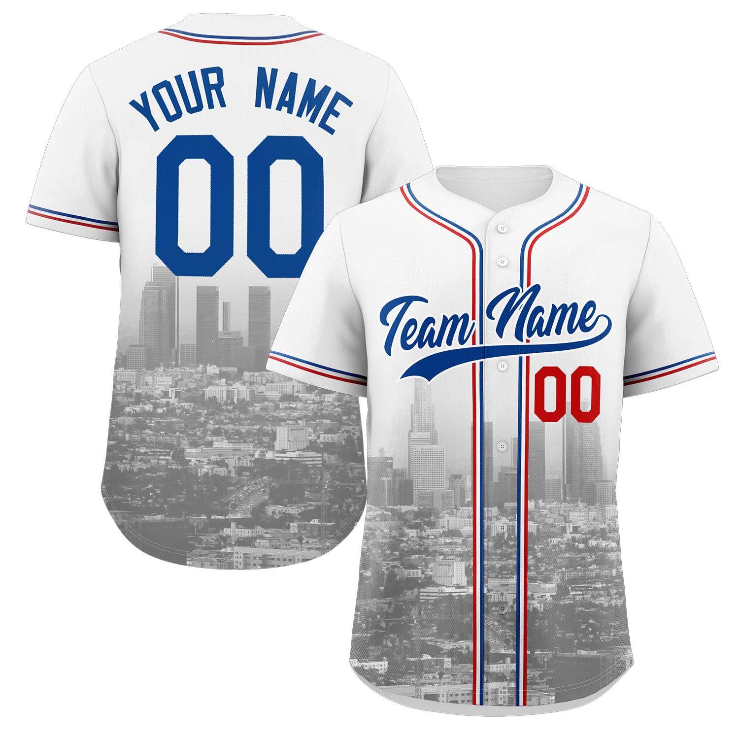 Custom White Royal-White Los Angeles City Connect Baseball Jersey