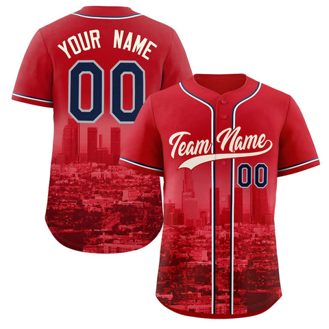 Custom Red Khaki-Red Los Angeles City Connect Baseball Jersey