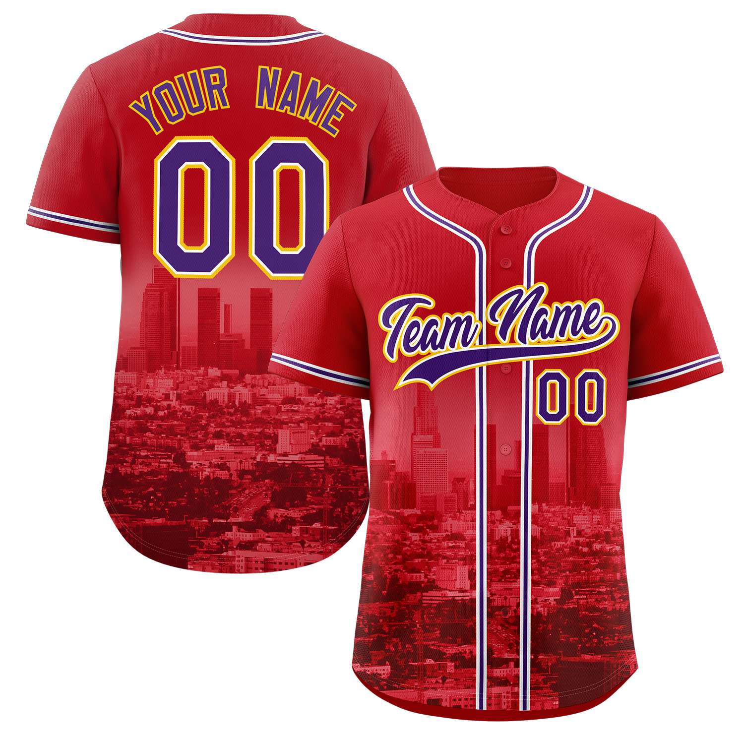 Maillot de baseball personnalisé rouge violet-blanc Los Angeles City Connect