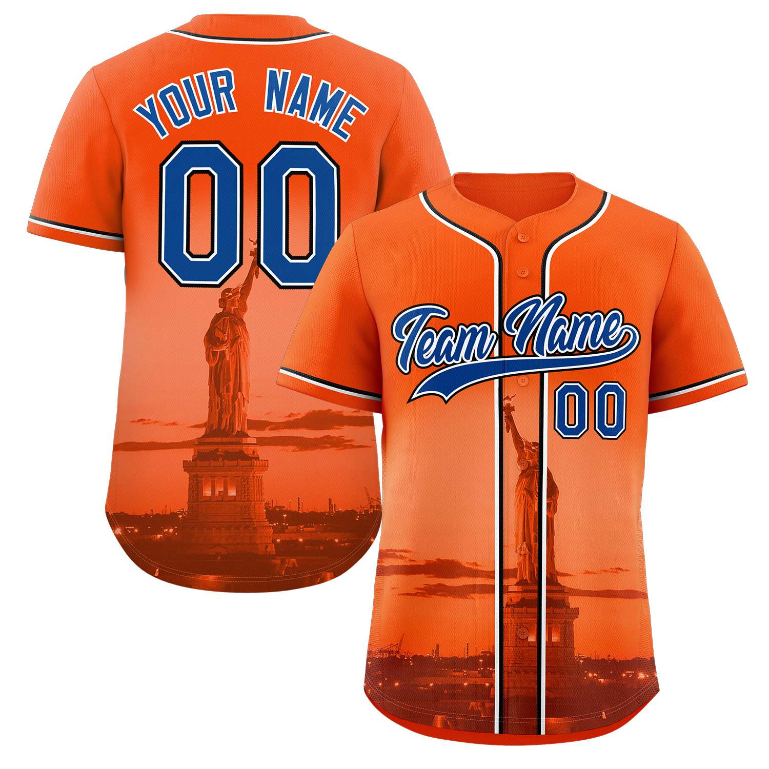 Maillot de baseball personnalisé orange royal-blanc New York City Connect