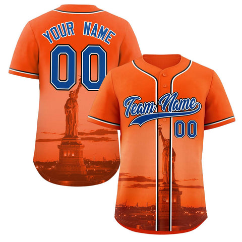 Custom Orange Royal-White New York City Connect Baseball Jersey