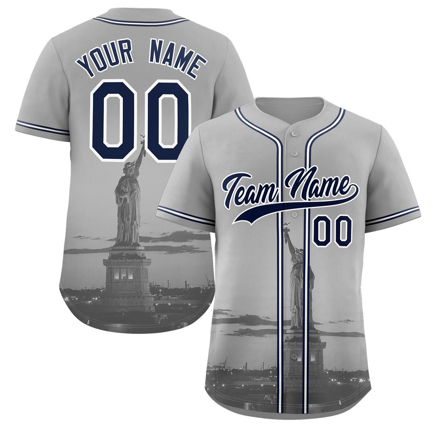 Maillot de baseball personnalisé gris marine-blanc New York City Connect