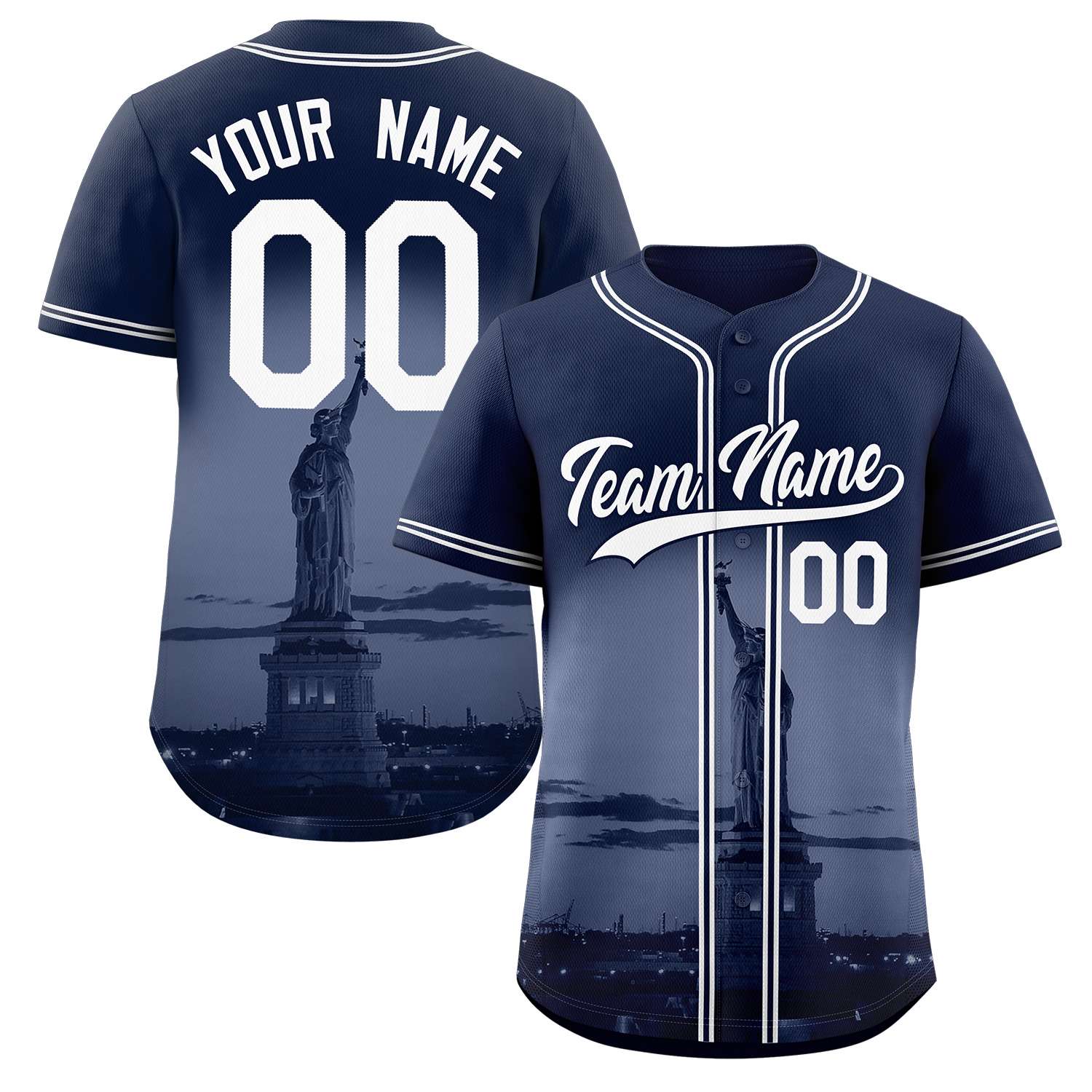 Custom Navy White-Navy New York City Connect Baseball Jersey