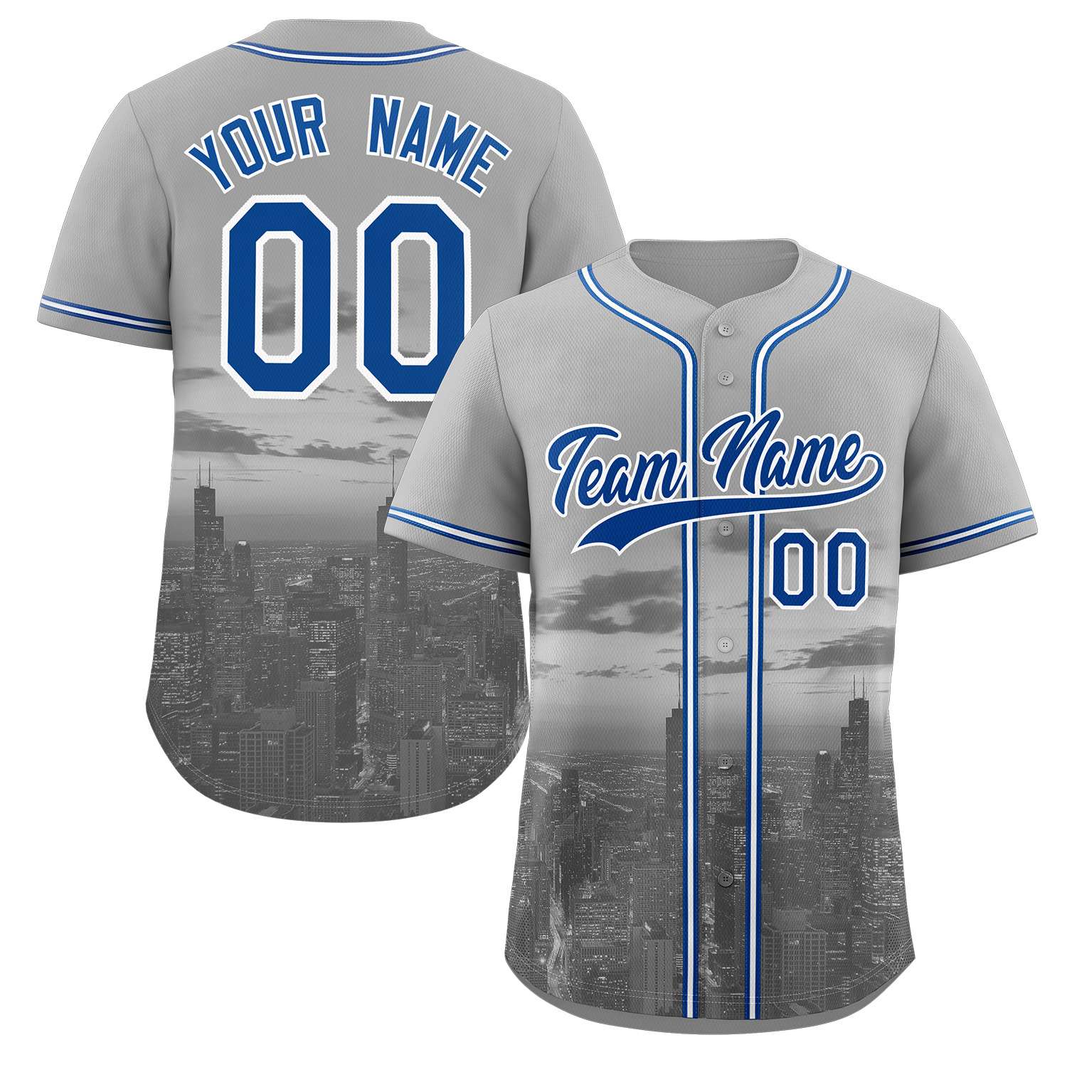 Maillot de baseball Chicago City Connect gris royal-blanc personnalisé