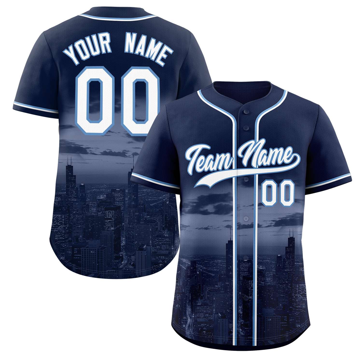 Maillot de baseball Chicago City Connect personnalisé bleu marine blanc-bleu clair