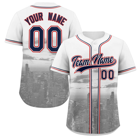 Custom White Navy-White Chicago City Connect Baseball Jersey