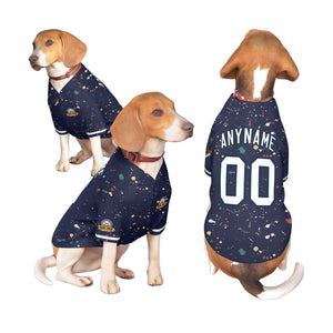 Custom Navy White Personalized Splash Graffiti Pattern Dog Jersey