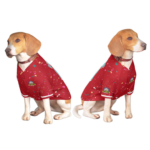 Custom Red Aqua Personalized Splash Graffiti Pattern Dog Jersey