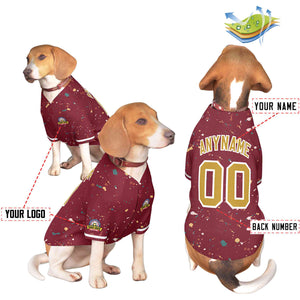 Custom Crimson Old Gold Personalized Splash Graffiti Pattern Dog Jersey