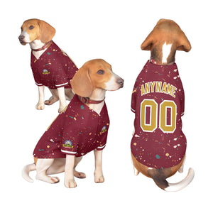 Custom Crimson Old Gold Personalized Splash Graffiti Pattern Dog Jersey