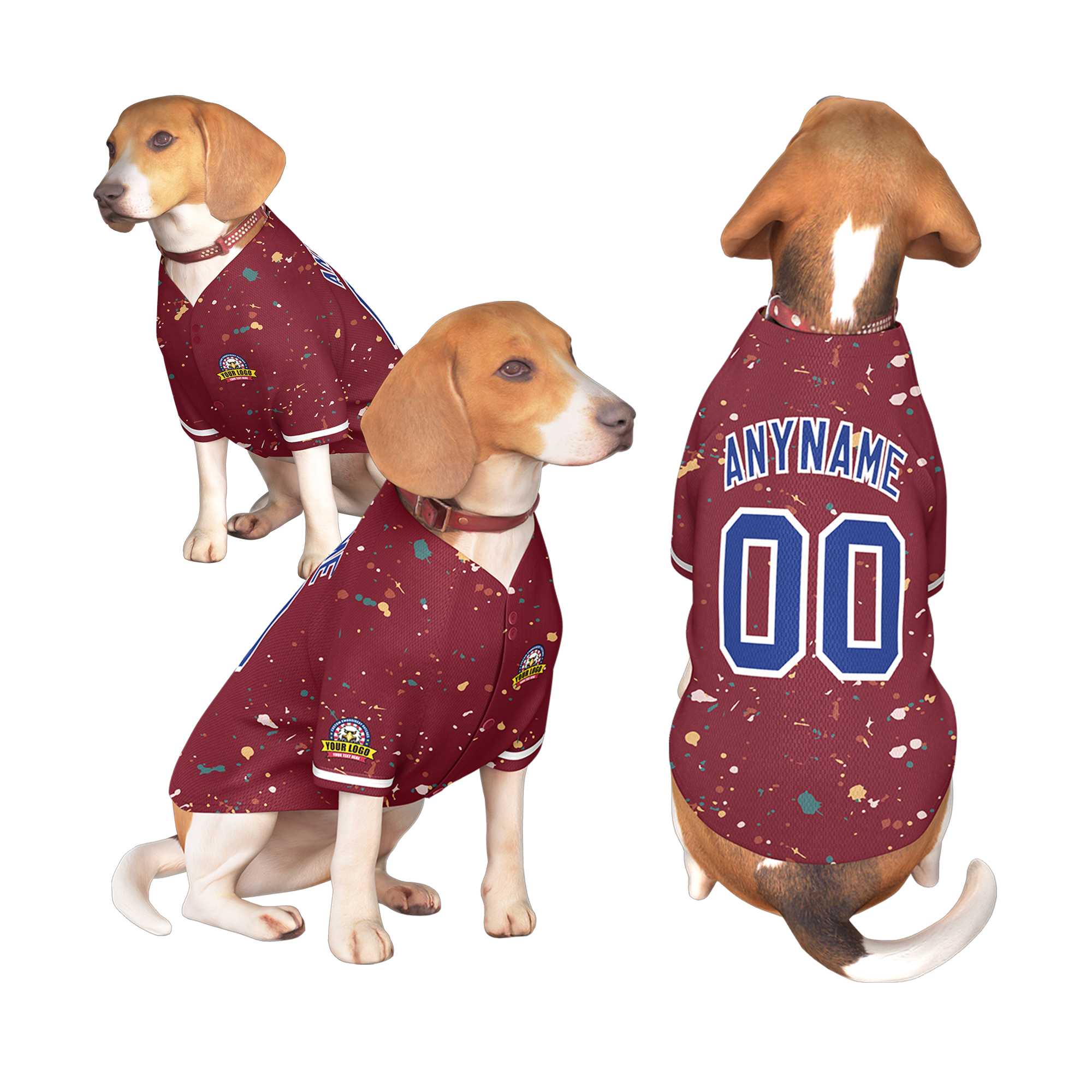 Maillot pour chien à motif graffiti Splash personnalisé Crimson Royal personnalisé