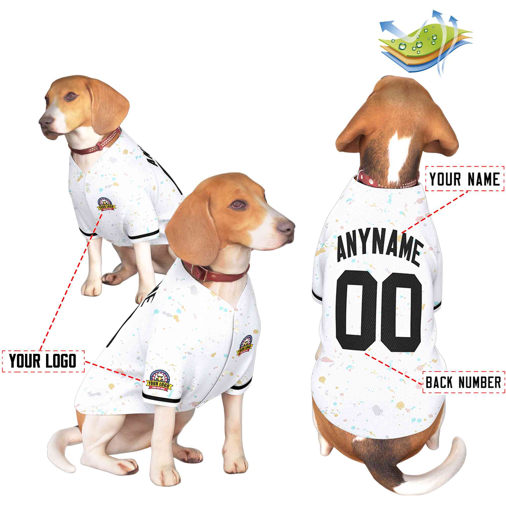 Custom White Black Personalized Splash Graffiti Pattern Dog Jersey