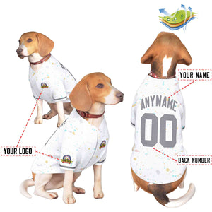 Custom White Dark Gray Personalized Splash Graffiti Pattern Dog Jersey