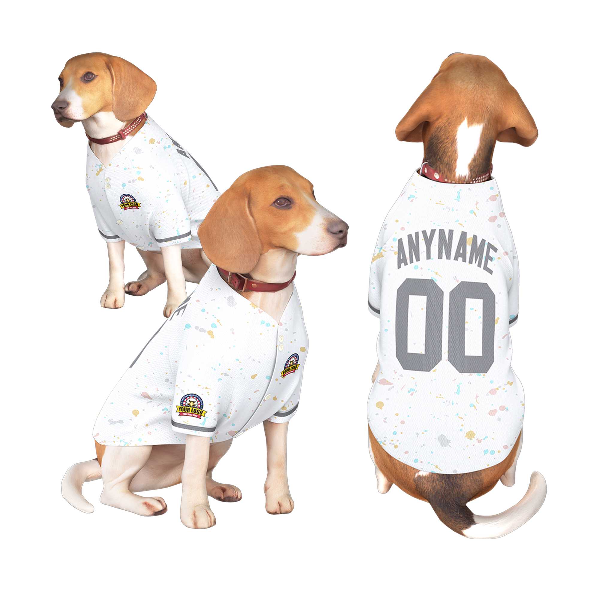 Custom White Dark Gray Personalized Splash Graffiti Pattern Dog Jersey