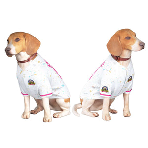 Custom White Pink Personalized Splash Graffiti Pattern Dog Jersey