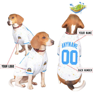 Custom White Powder Blue Personalized Splash Graffiti Pattern Dog Jersey