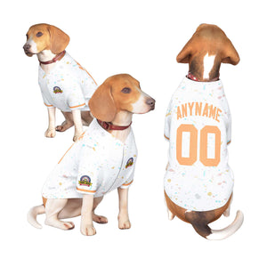 Maillot pour chien à motif graffiti Splash personnalisé, blanc et orange, personnalisé