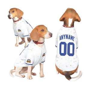 Custom White Royal Personalized Splash Graffiti Pattern Dog Jersey