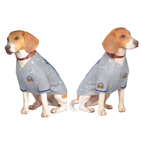 Custom Light Gray Royal Personalized Splash Graffiti Pattern Dog Jersey