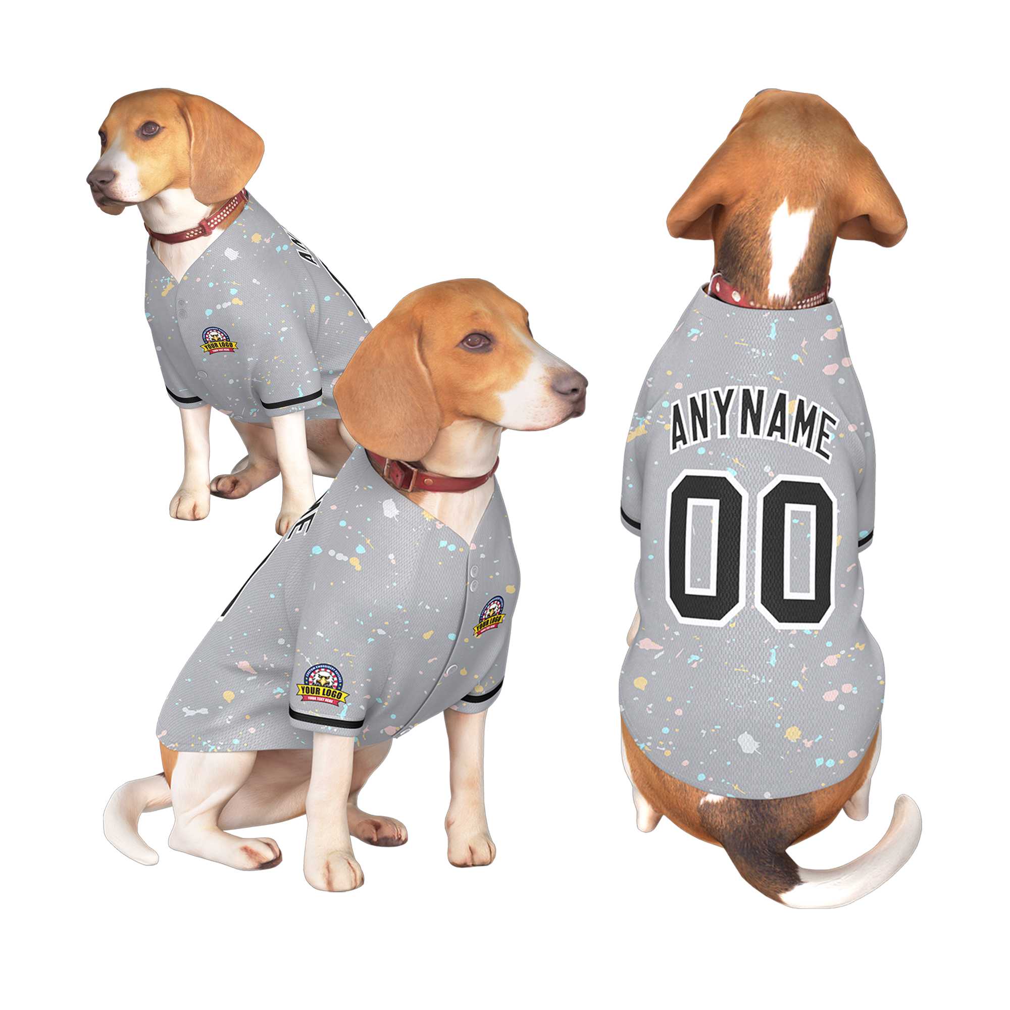 Custom Light Gray Black Personalized Splash Graffiti Pattern Dog Jersey