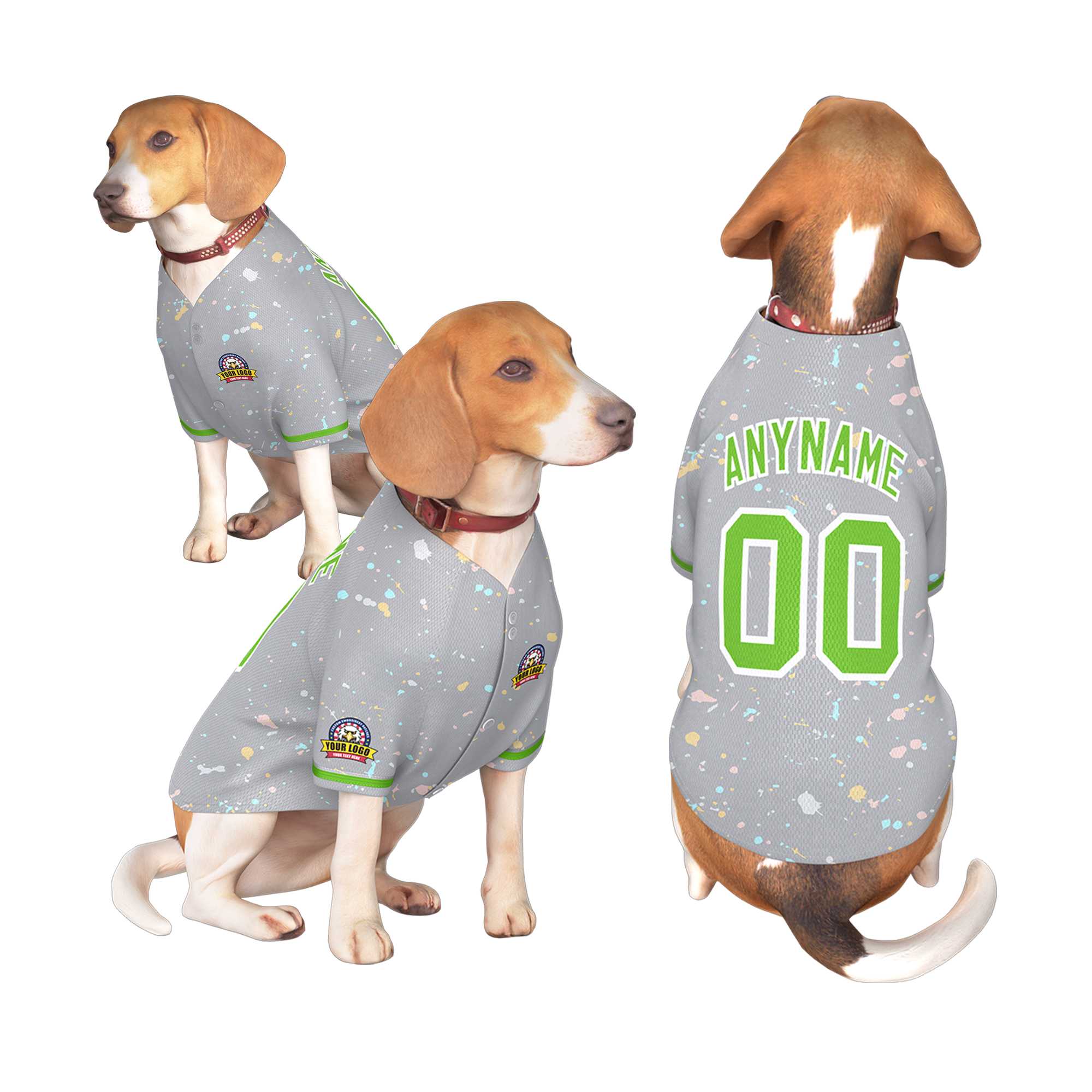 Custom Light Gray Green Personalized Splash Graffiti Pattern Dog Jersey