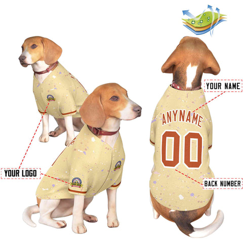 Custom Khaki Texas Orange Personalized Splash Graffiti Pattern Dog Jersey