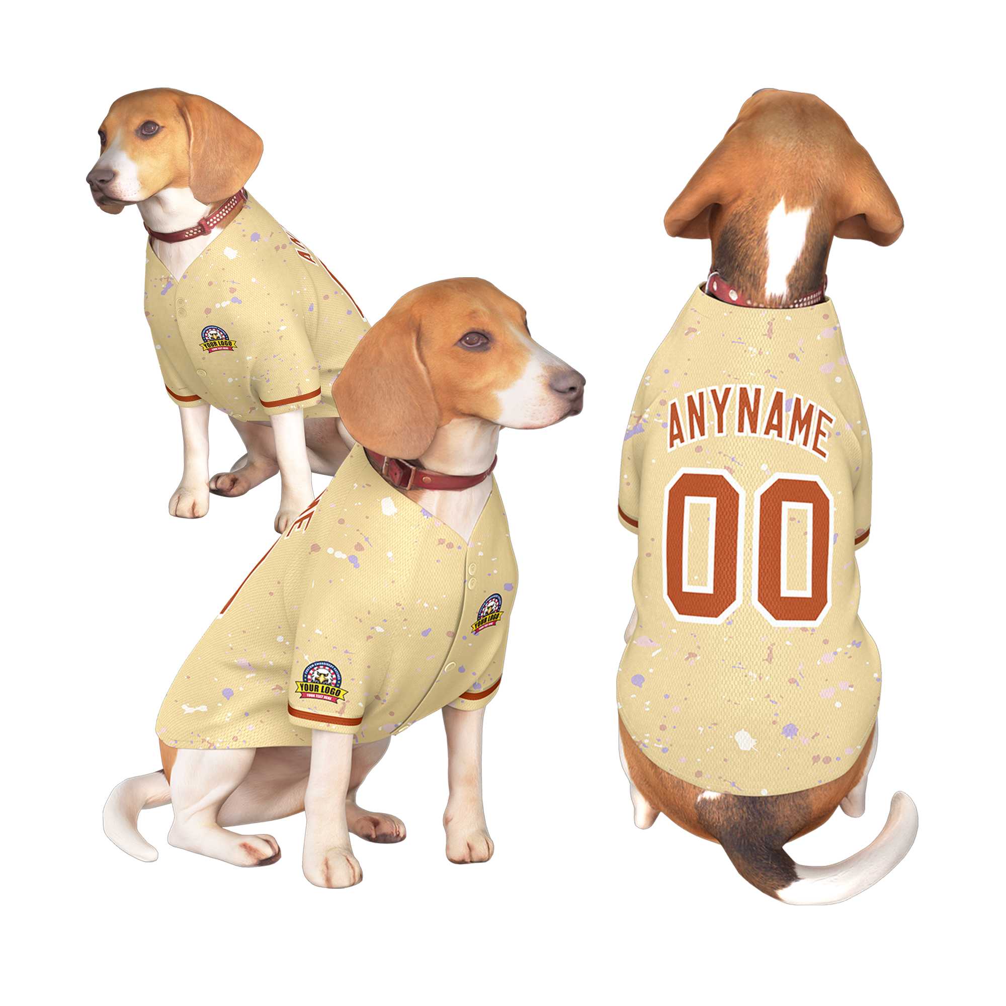 Custom Khaki Texas Orange Personalized Splash Graffiti Pattern Dog Jersey