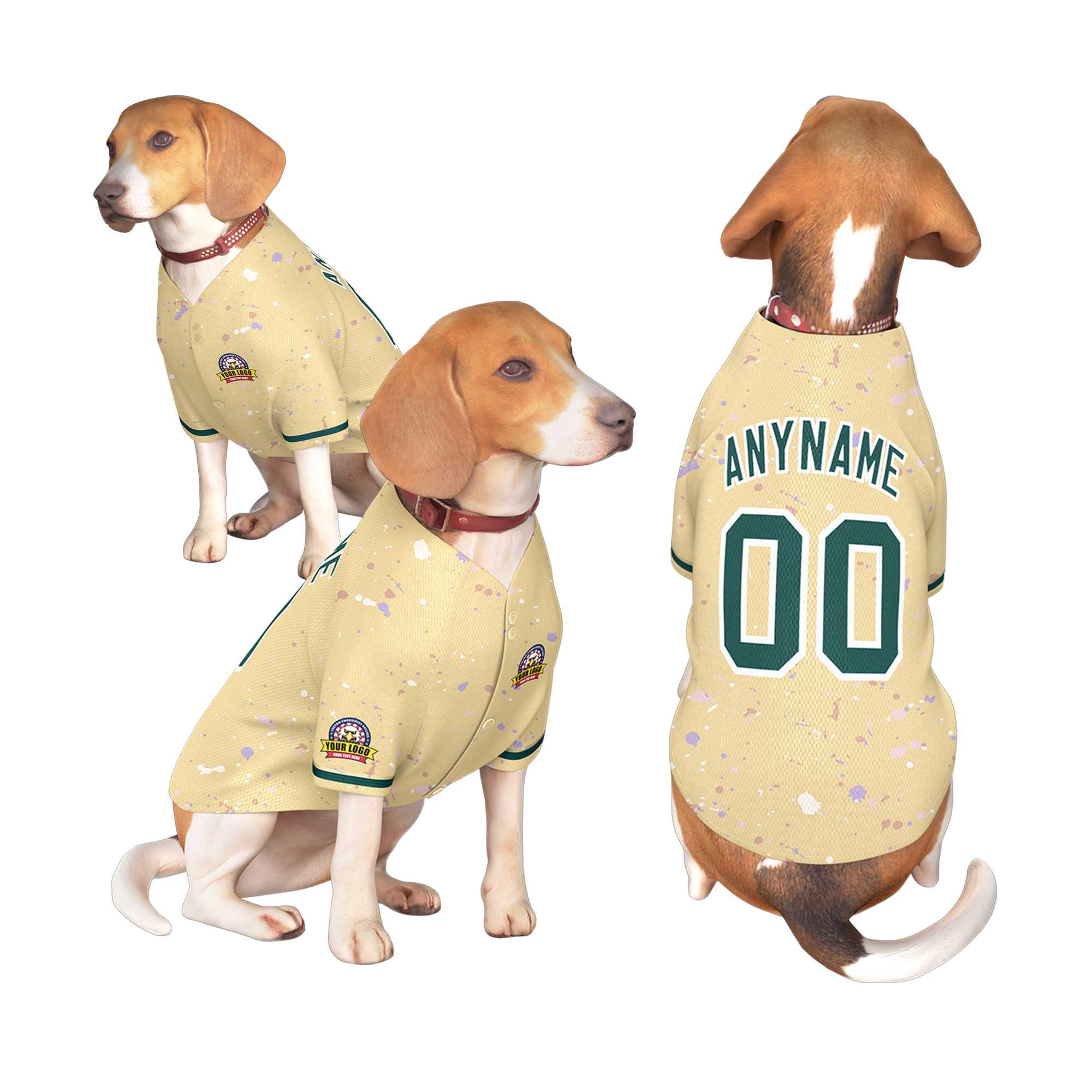 Custom Khaki Midnight Green Personalized Splash Graffiti Pattern Dog Jersey