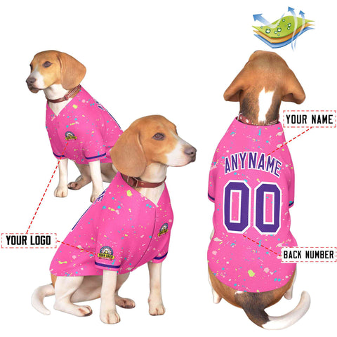 Custom Pink Purple Personalized Splash Graffiti Pattern Dog Jersey